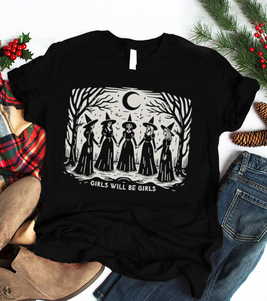 Witch Girls Will Be Girls Moonlit Coven Scene T-Shirt