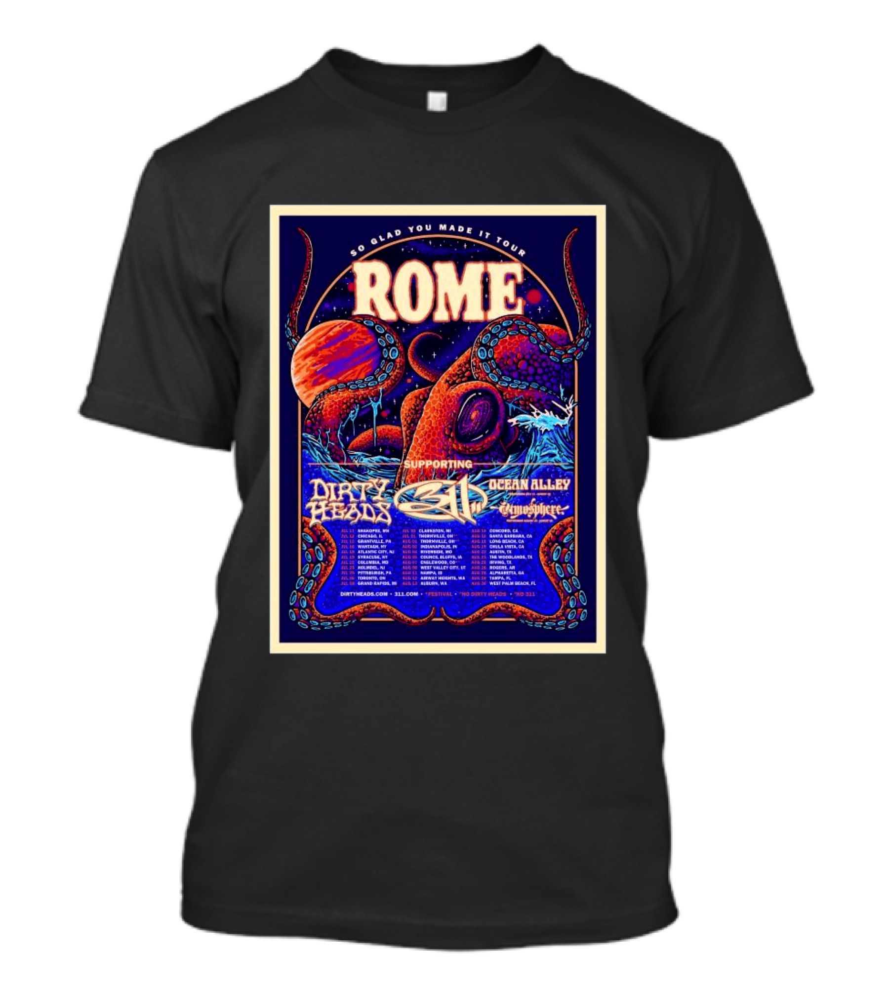 So Glad You Made It Tour 2026 Rome 311 Dirty Heads Ocean Alley Tour Clarkston MI T-Shirt