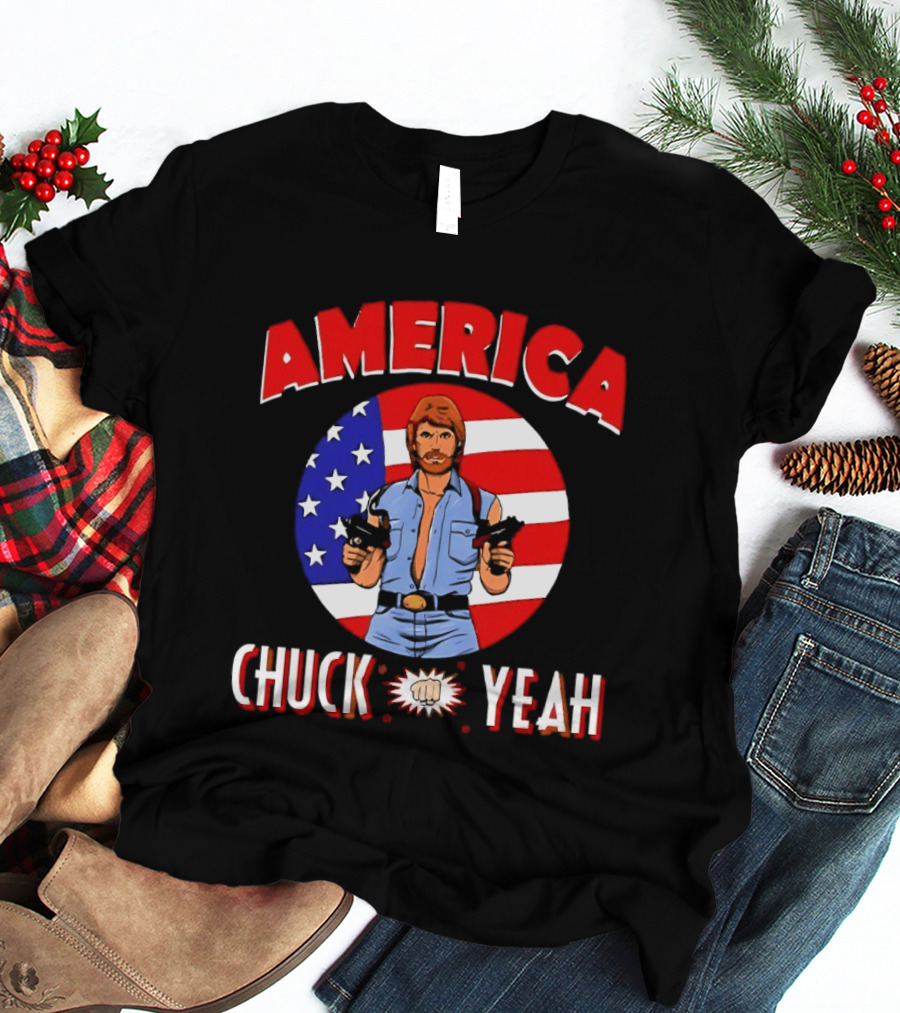 America Chuck Yeah Chuck Norris USA Flag T-Shirt