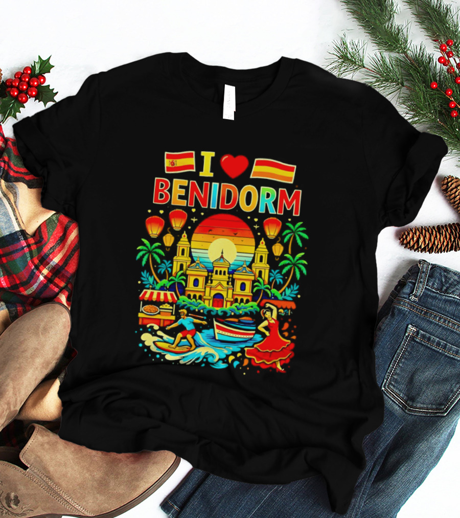 I Love Benidorm Spain Beach And Flamenco Celebration T-Shirt