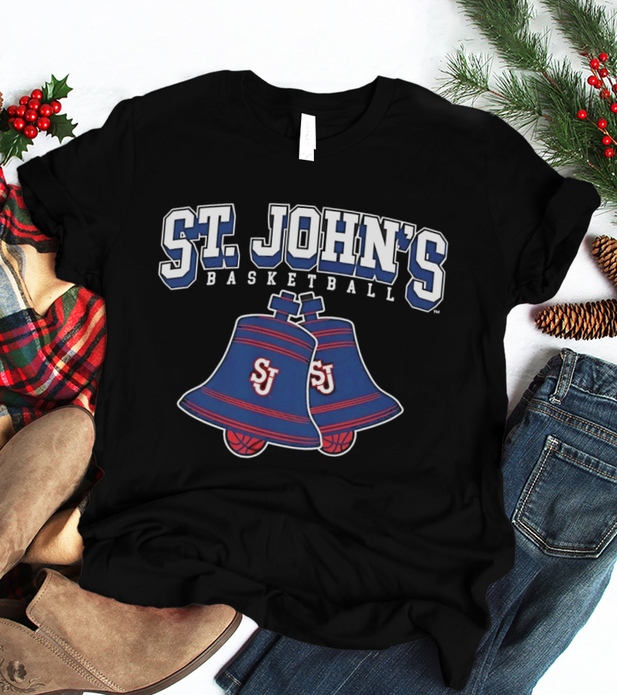 St. John's Basketball SJ Blue And Red Bell Hoops T-Shirt