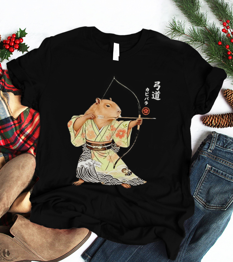 Capybara Kyudo Samurai Archery Japanese Animal T-Shirt