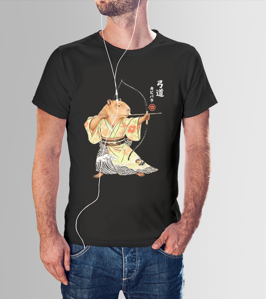 Capybara Kyudo Samurai Archery Japanese Animal T-Shirt