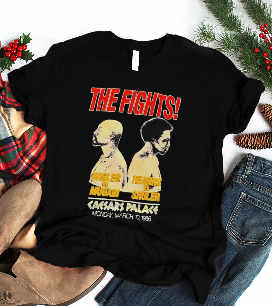The Fights Hagler Vs Abi Hearns Vs Shuler Caesars Palace 1986 T-Shirt