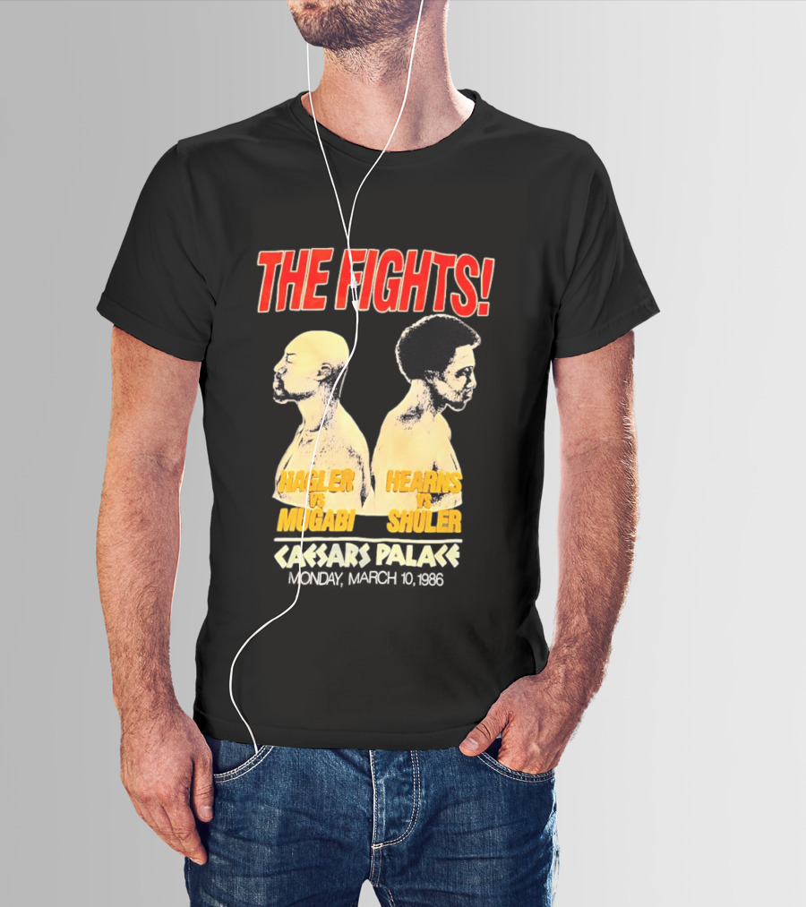 The Fights Hagler Vs Abi Hearns Vs Shuler Caesars Palace 1986 T-Shirt