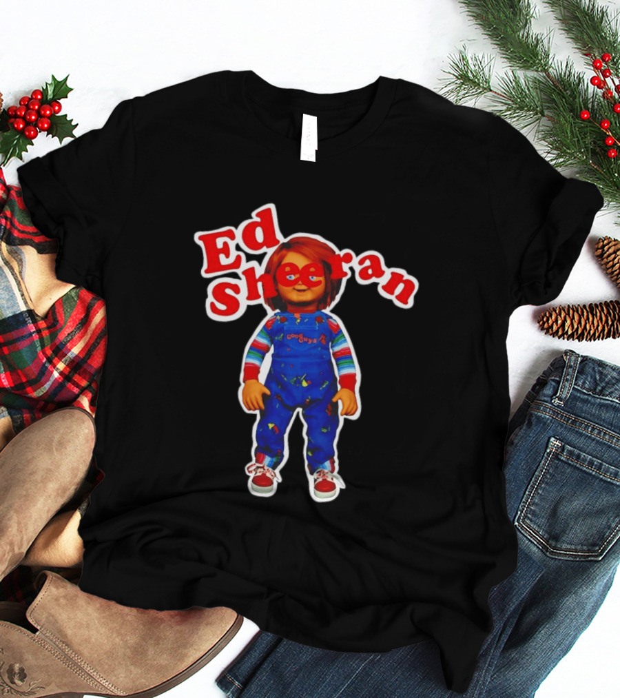 Ed Sheeran Chucky Doll Red Hair Suspender Outfit T-Shirt