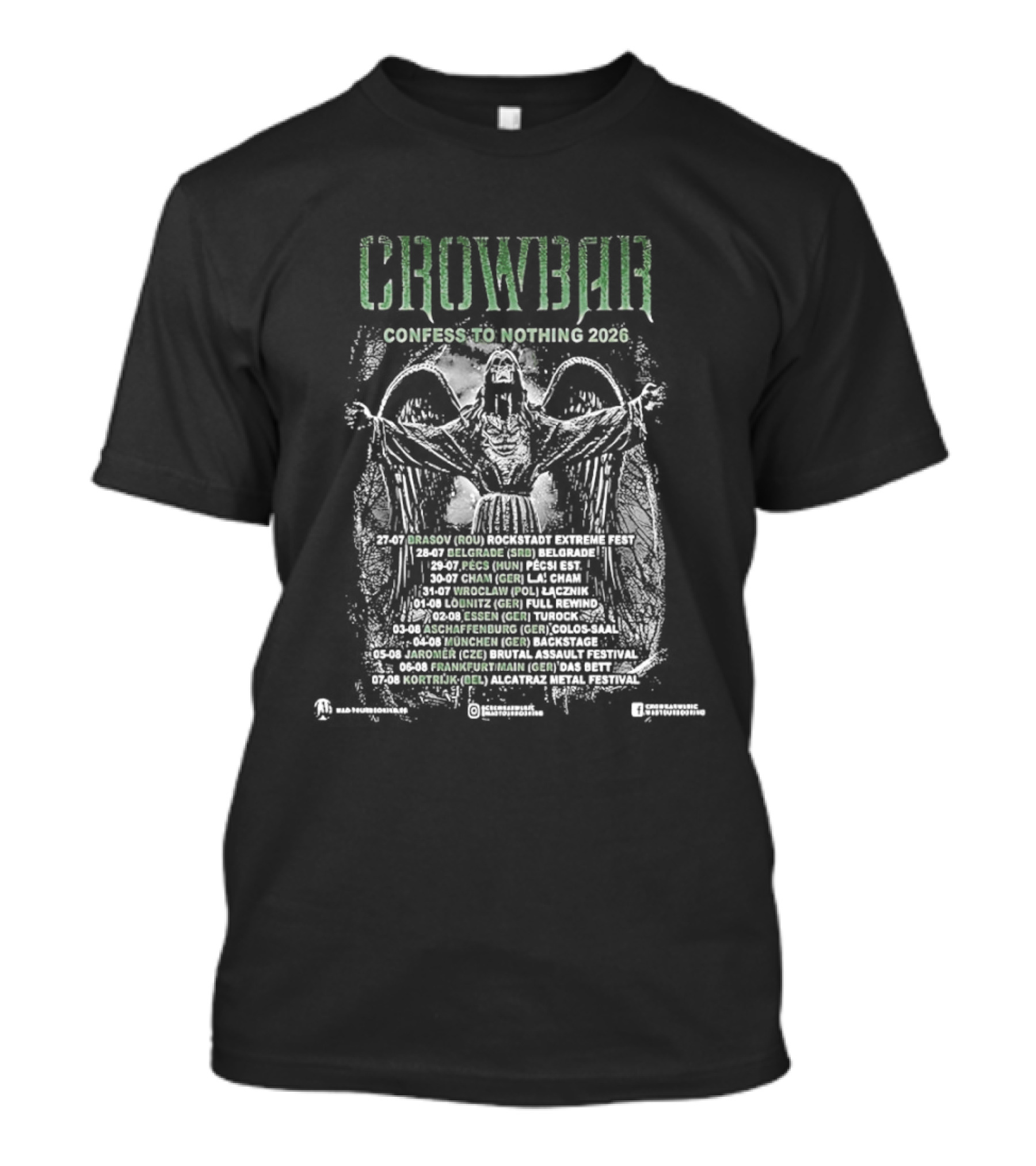 Crowbar Confess To Nothing 2026 Tour Dates Skull T-Shirt