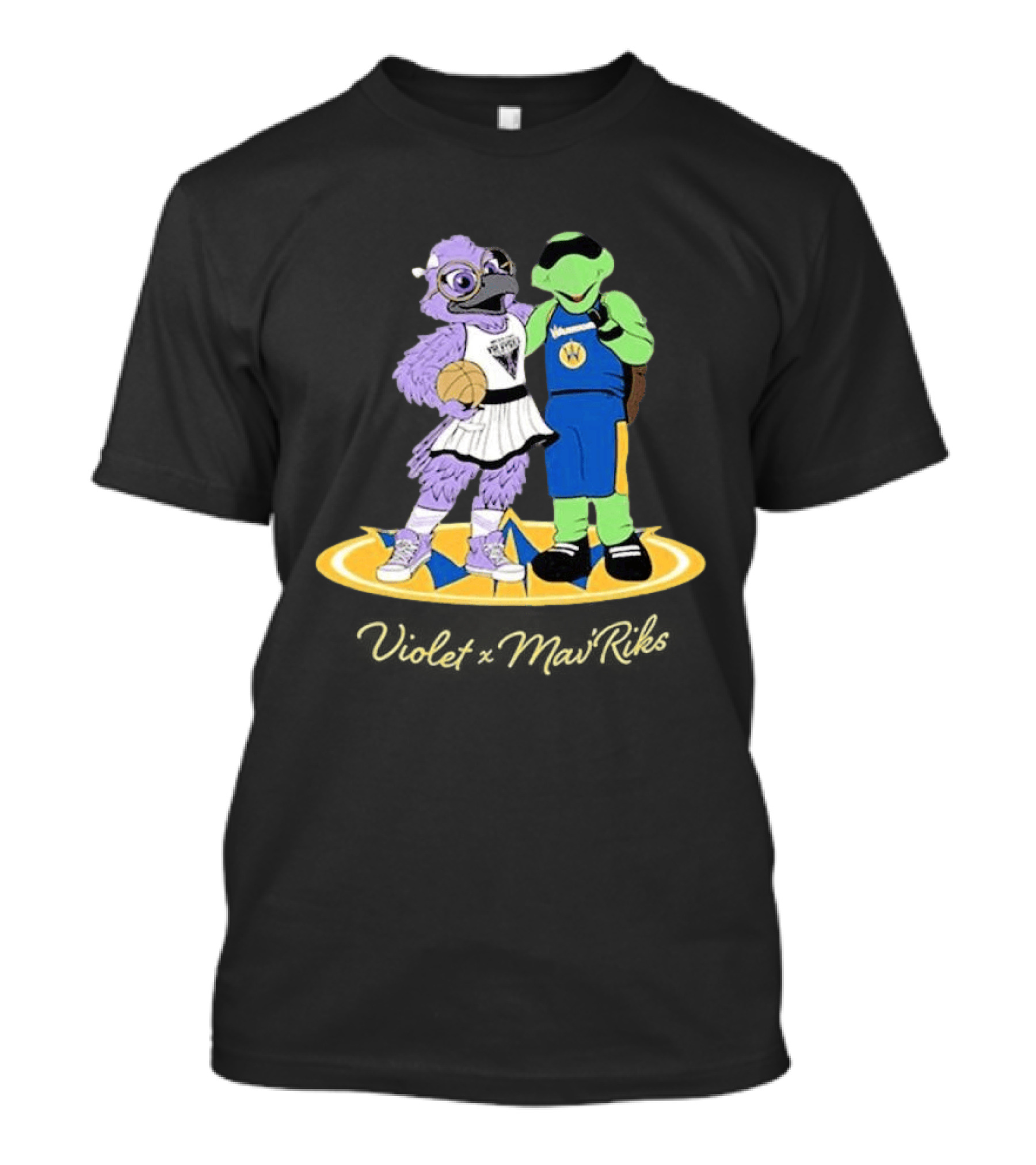 Violet Mavericks Giveaway 2026 Basketball Bird And Turtle Mascots T-Shirt