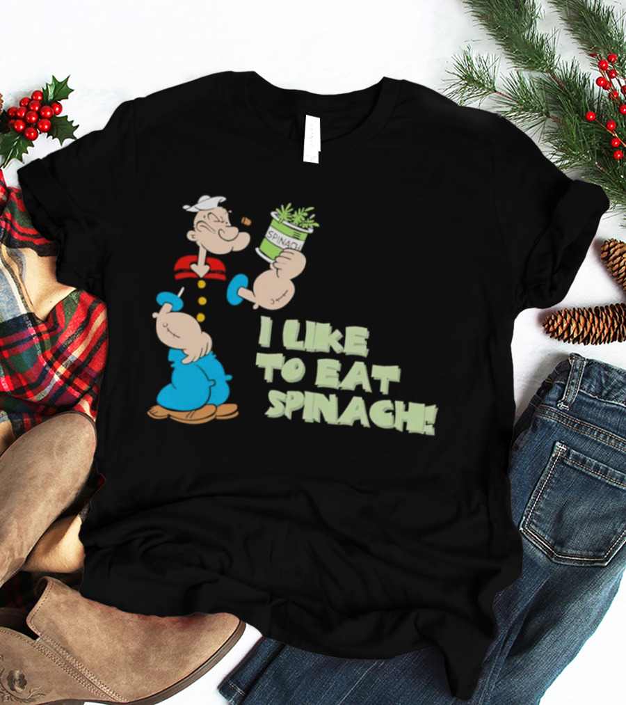Popeye I Like To Eat Spinach Cartoon Character Eating Vegetables T-Shirt