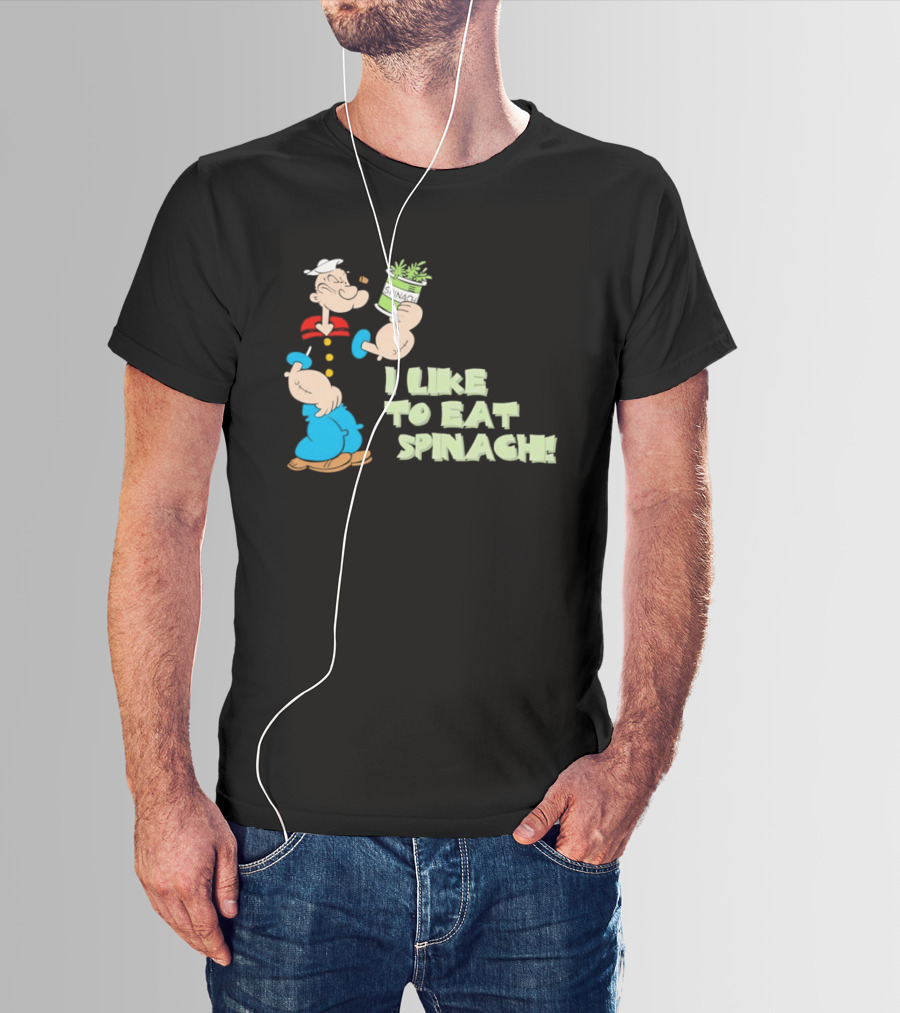 Popeye I Like To Eat Spinach Cartoon Character Eating Vegetables T-Shirt