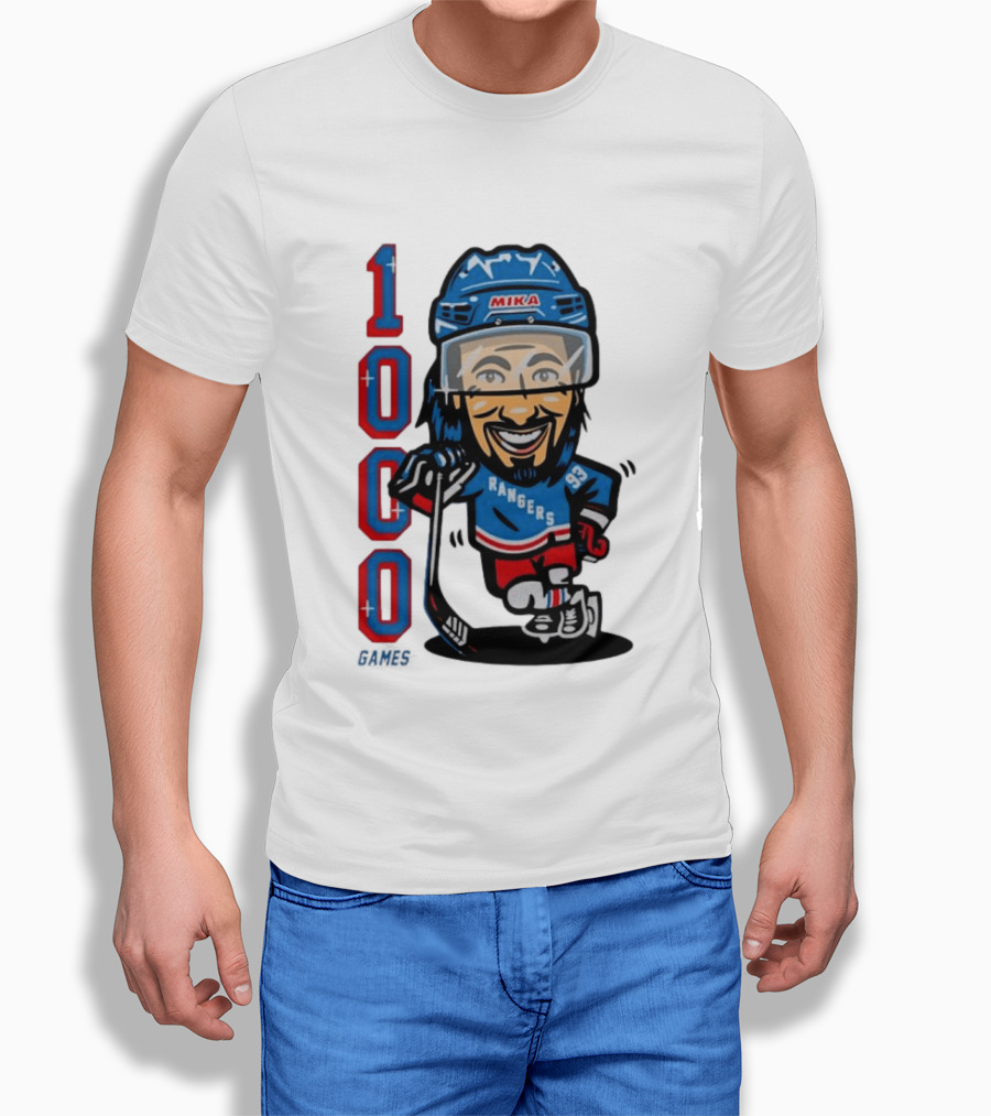 Mika Rangers 93 Hockey Player 1000 Games Celebration T-Shirt