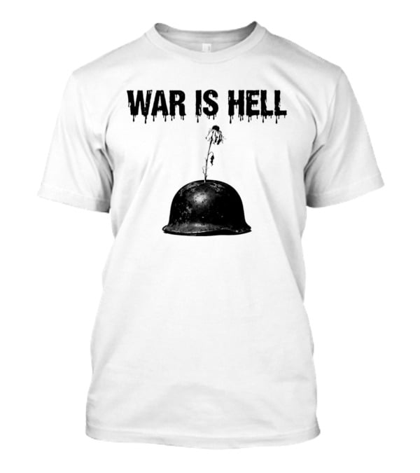 War Is Hell Military Helmet Flower Artillery Contrast T-Shirt
