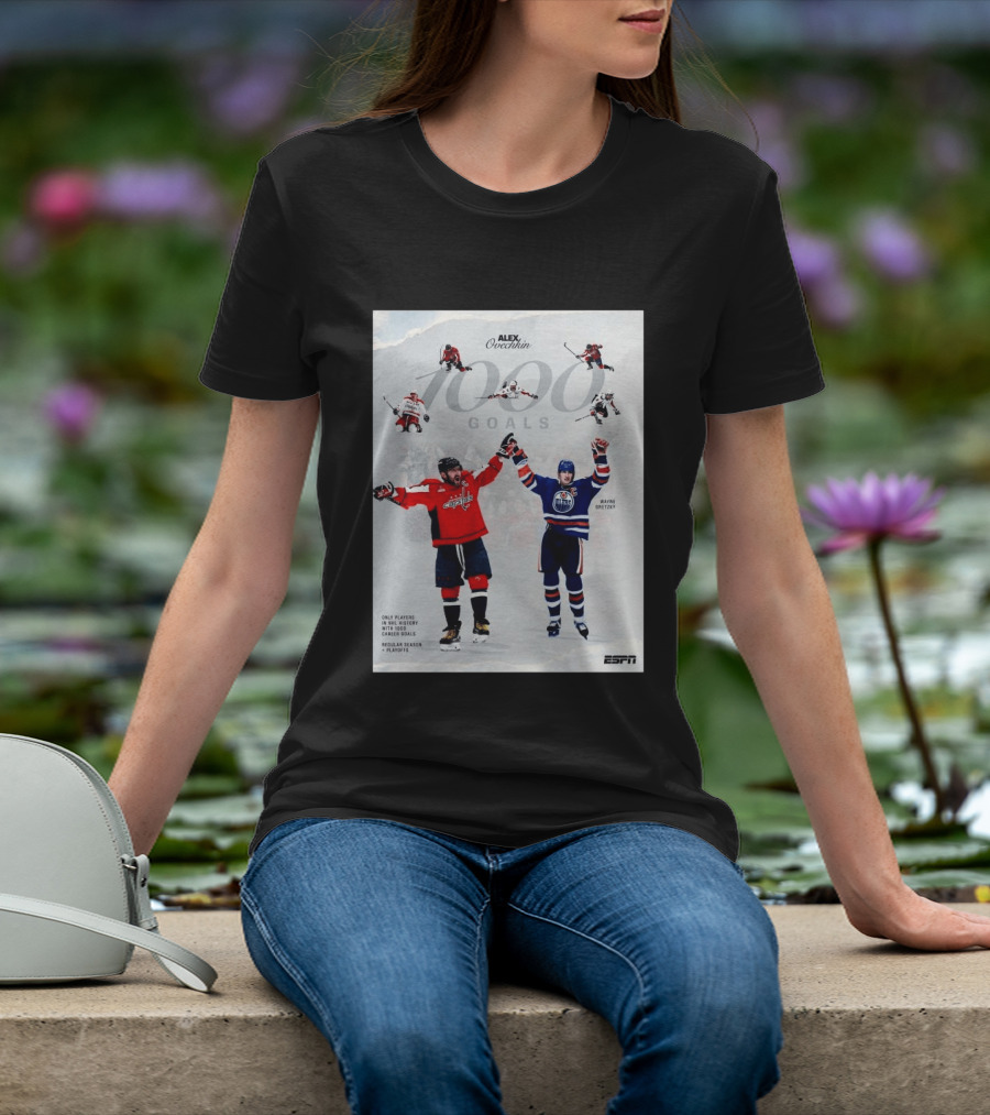 Alex Ovechkin Wayne Gretzky 1000 Goals NHL History ESPN Regular Season Playoffs T-Shirt