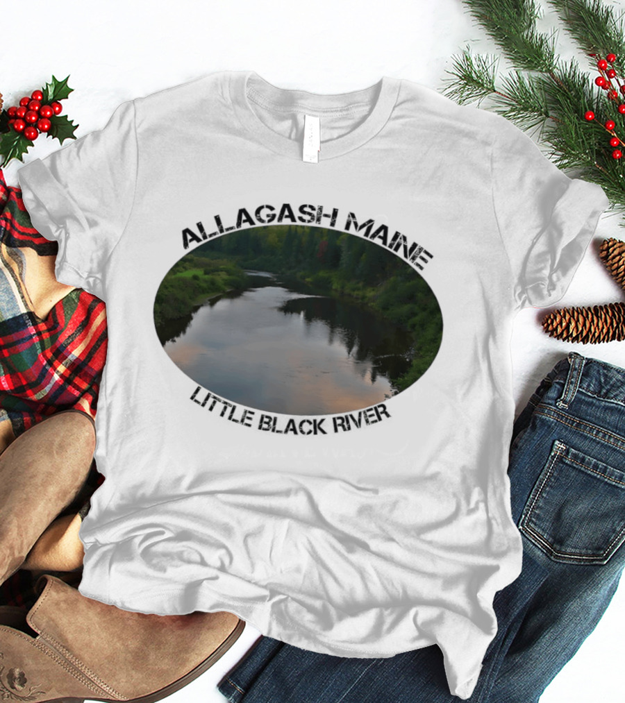 Allagash Maine Little Black River Scenic Photography Oval Frame Landscape T-Shirt