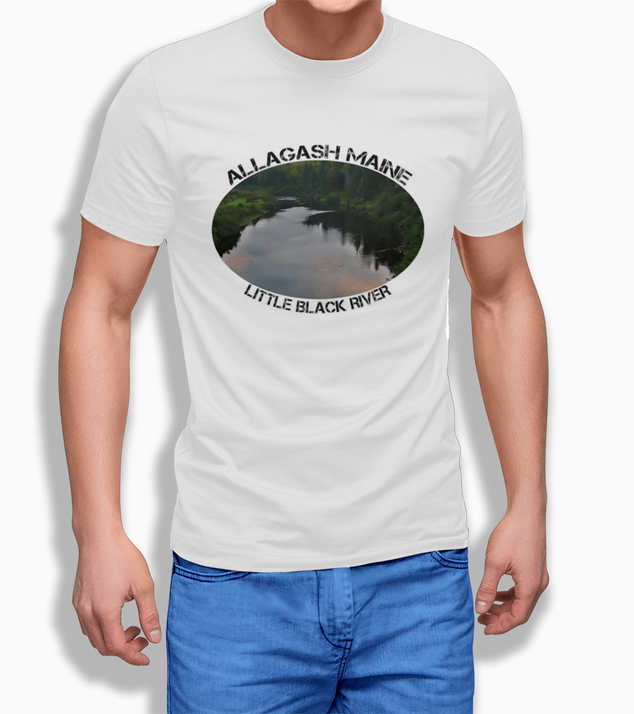 Allagash Maine Little Black River Scenic Photography Oval Frame Landscape T-Shirt