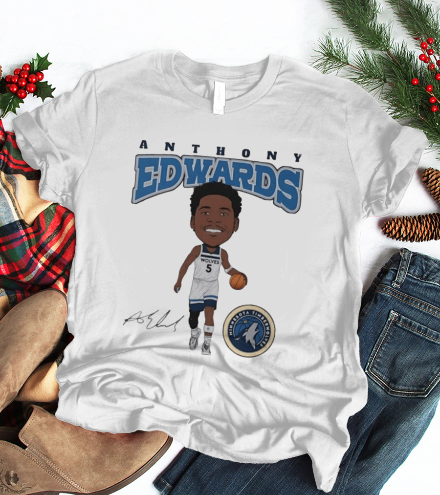 Anthony Edwards Wolves 5 Minnesota Timberwolves Basketball Player T-Shirt