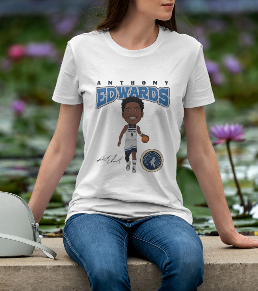Anthony Edwards Wolves 5 Minnesota Timberwolves Basketball Player T-Shirt