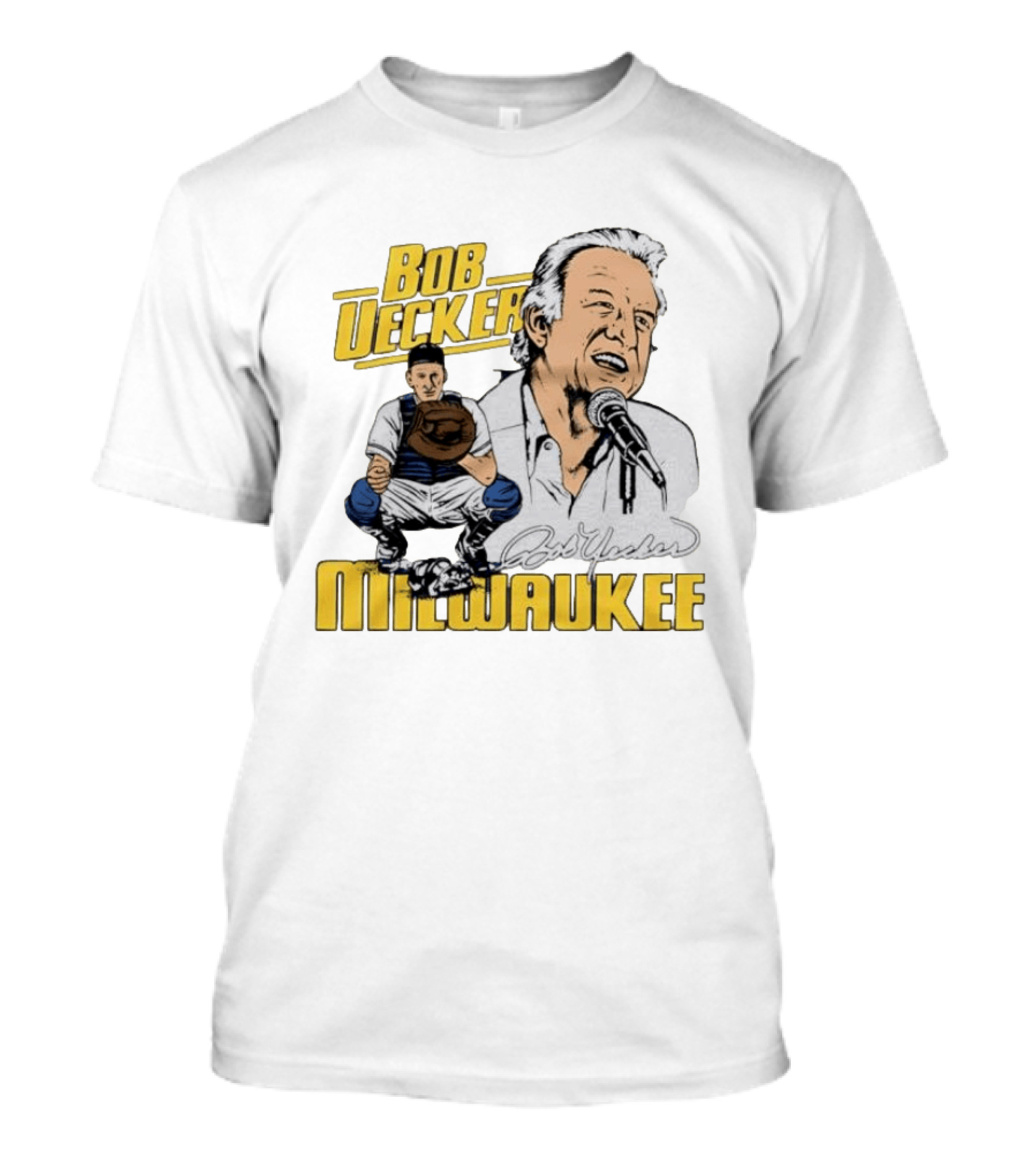 Bob Uecker Milwaukee Catcher Microphone Pose T-Shirt