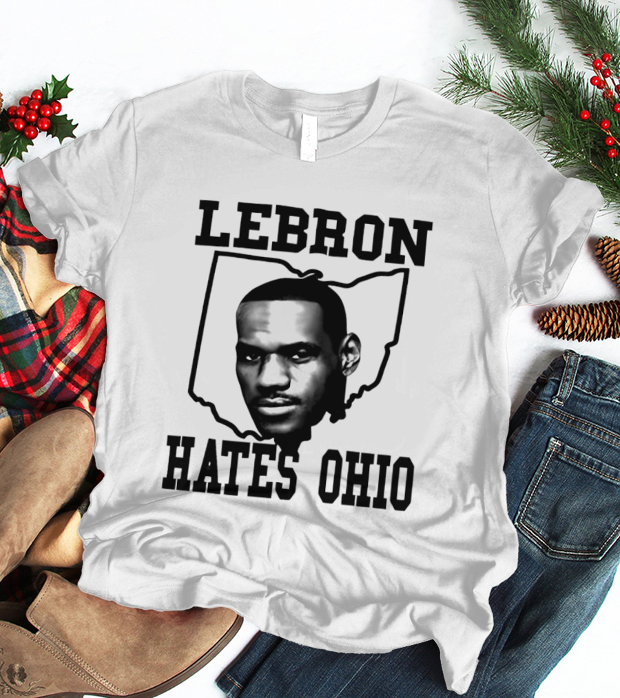 Lebron Hates Ohio Outline With Face T-Shirt