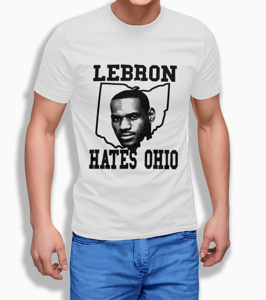 Lebron Hates Ohio Outline With Face T-Shirt