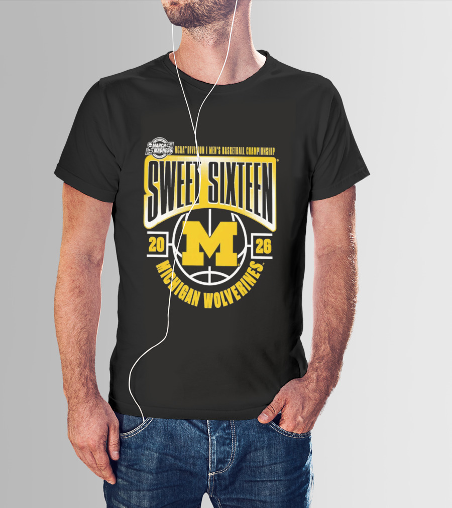 NCAA Men's Basketball Championship Sweet Sixteen 2026 Michigan Wolverines T-Shirt