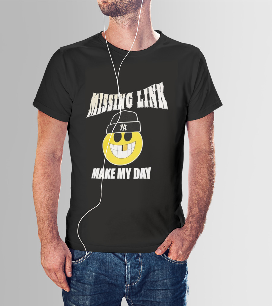 New York Yankees Missing Link Make My Day Smiley Face T-Shirt
