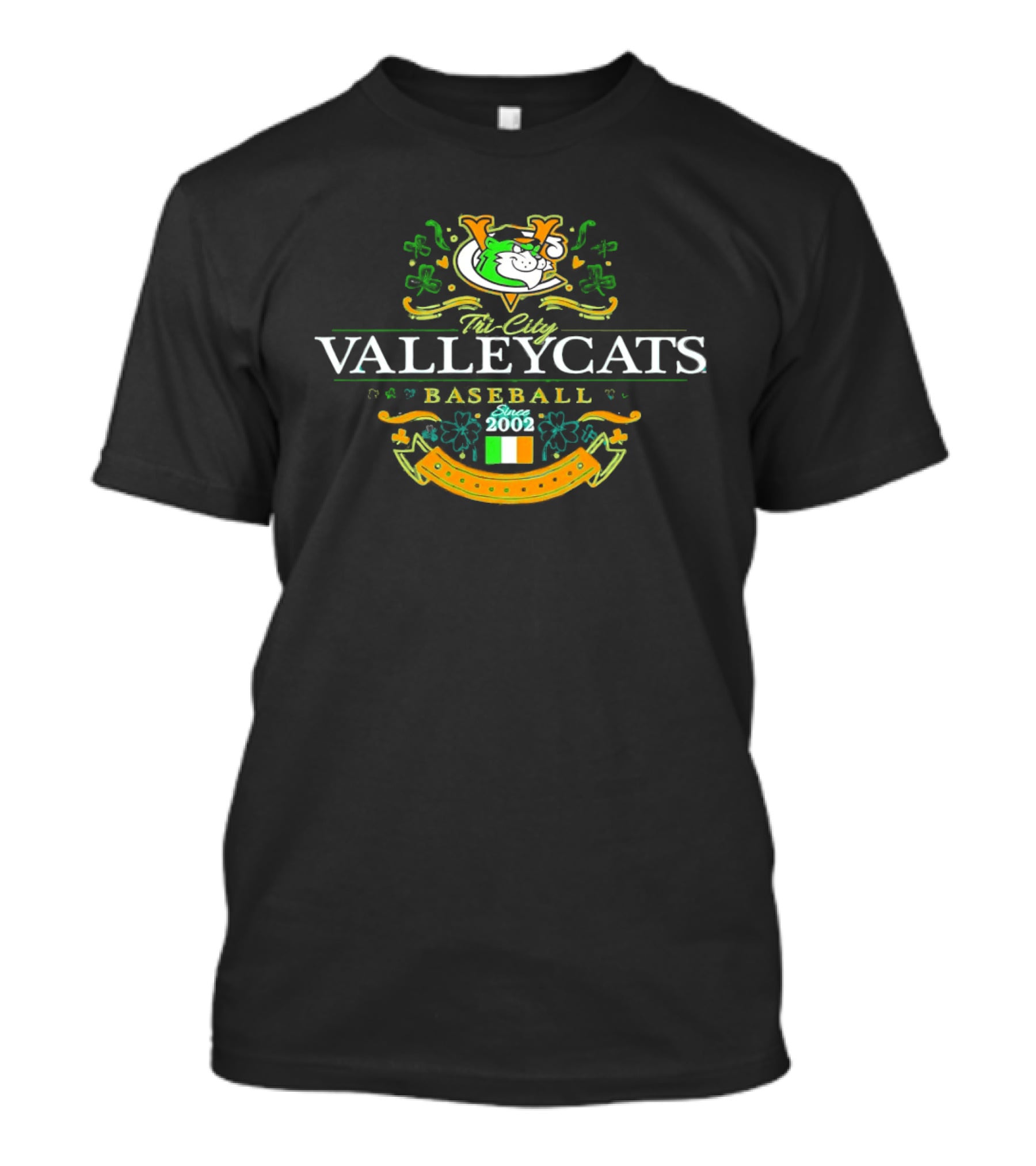 Tri City ValleyCats Baseball Since 2002 St. Patrick's Day Irish Flag Shamrock T-Shirt