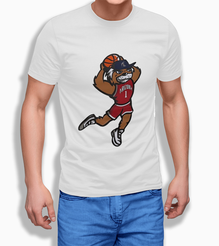 Arizona Wildcats Basketball Mascot Slam Dunk Action T-Shirt