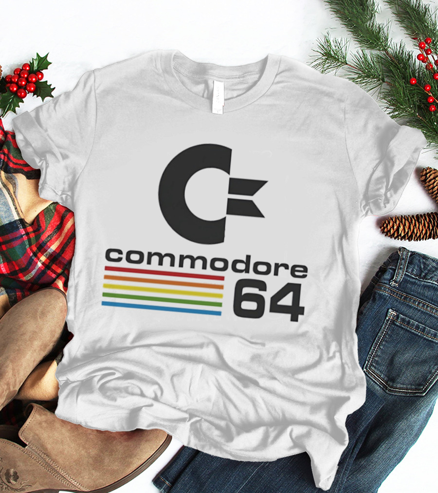 Commodore 64 Retro Computer Logo With Rainbow Stripes T-Shirt