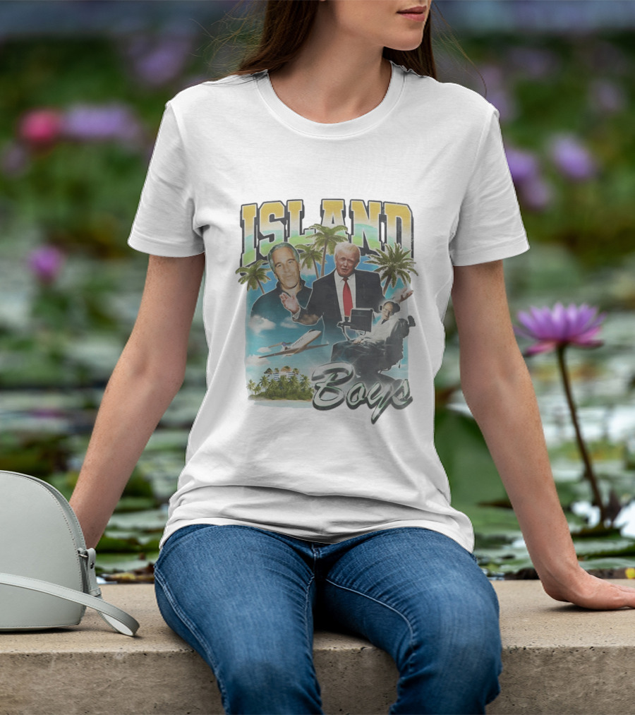 Donald Trump Jeffrey Epstein Island Boys Palm Trees Airplane T-Shirt