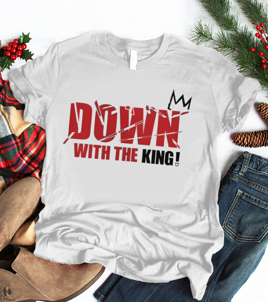 Down With The King Bold Red Text And Stylized Crown T-Shirt