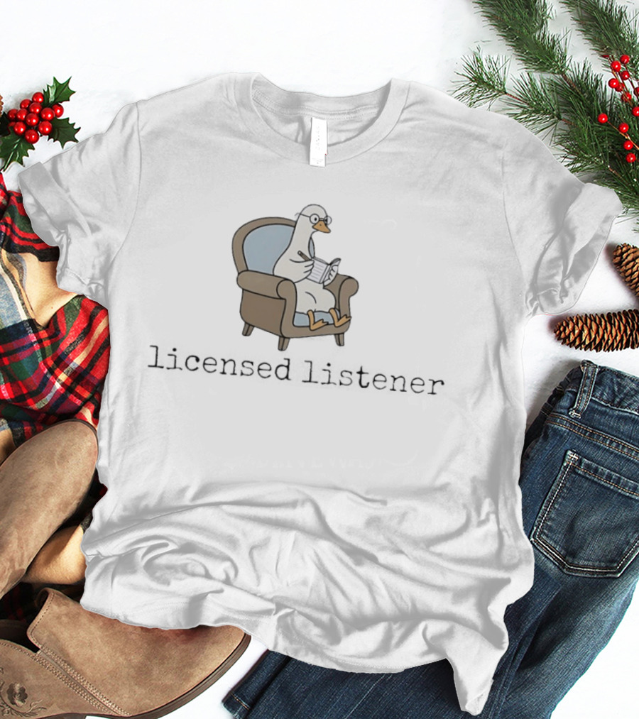 Goose Reading Book On Sofa Licensed Listener T-Shirt