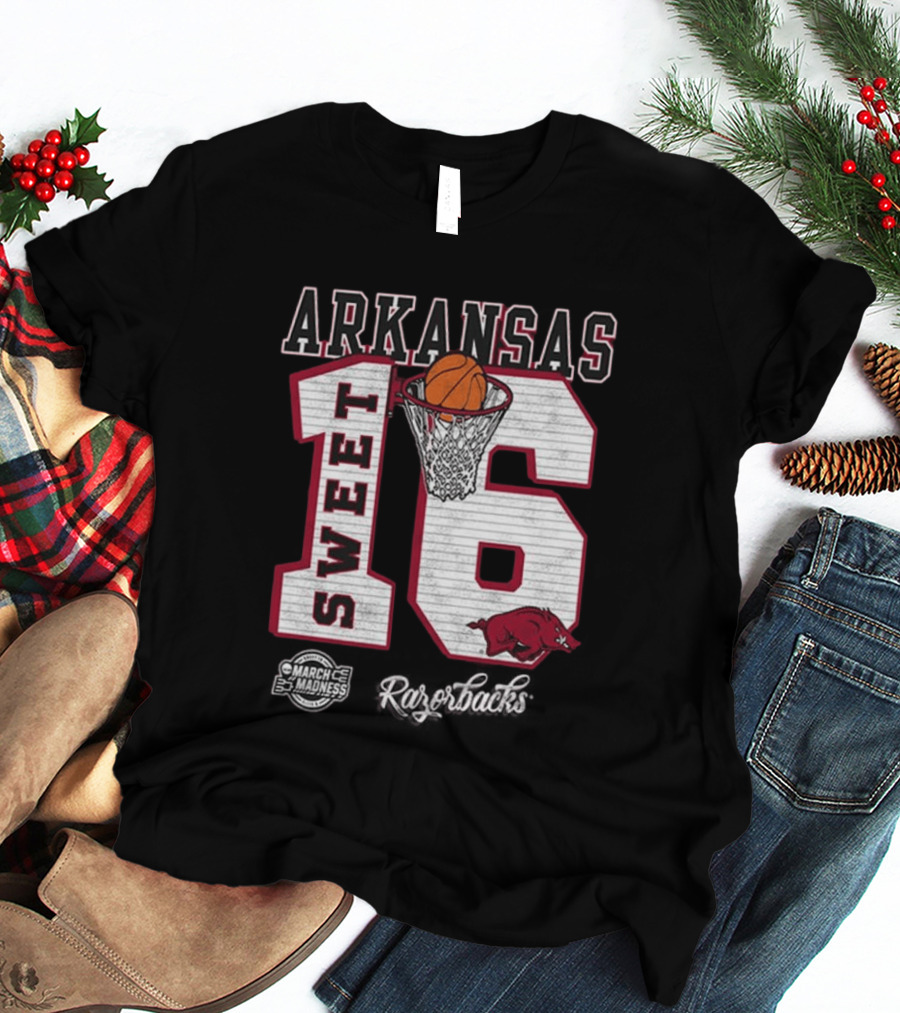 Arkansas Razorbacks March Madness 2026 NCAA Sweet 16 Basketball T-Shirt