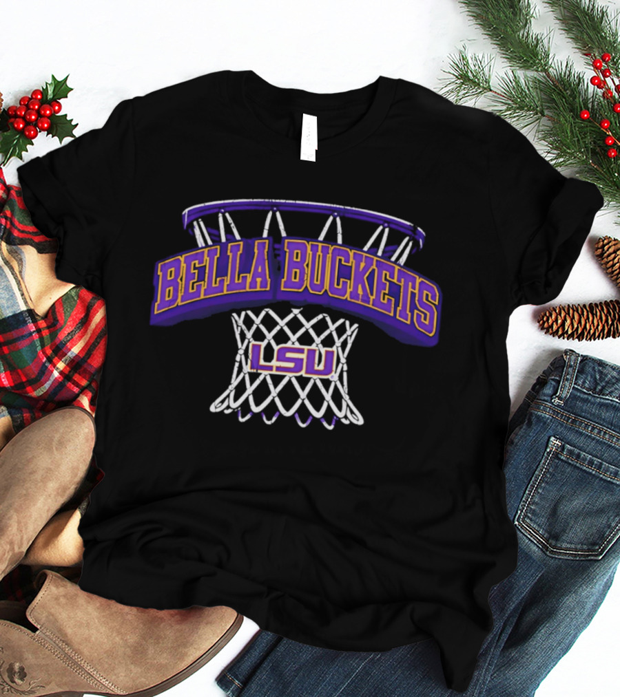 Bella Hines LSU Tigers Bella Buckets Basketball Net T-Shirt
