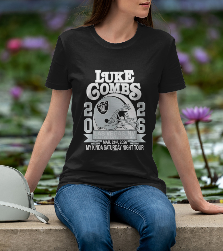Luke Combs 2026 Las Vegas NV Allegiant Stadium Mar 21 My Kinda Saturday Night Tour NFL Helmet T-Shirt