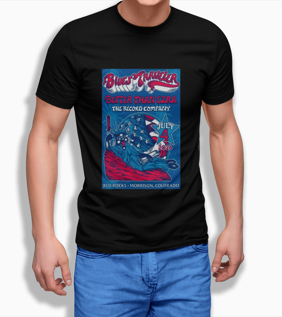 Blues Traveler Better Than Ezra The Record Company July 4 2026 Red Rocks Morrison Colorado T-Shirt