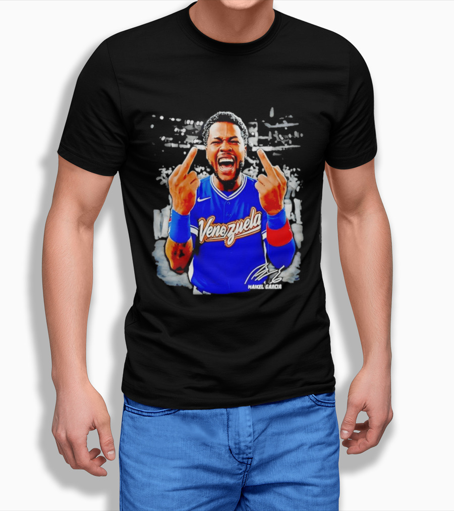 Maikel Garcia Venezuela 2026 MVP Middle Finger Baseball Team T-Shirt
