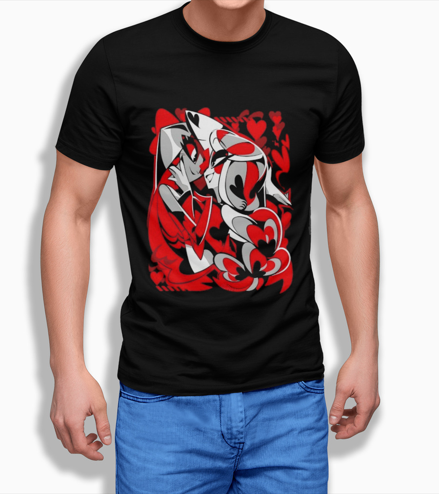 Charlie Morningstar Vaggie Hazbin Hotel Hearts T-Shirt