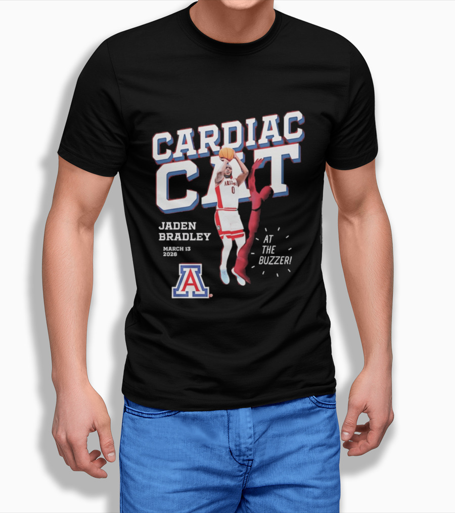 Jaden Bradley Cardiac Cat Arizona Wildcats At The Buzzer T-Shirt