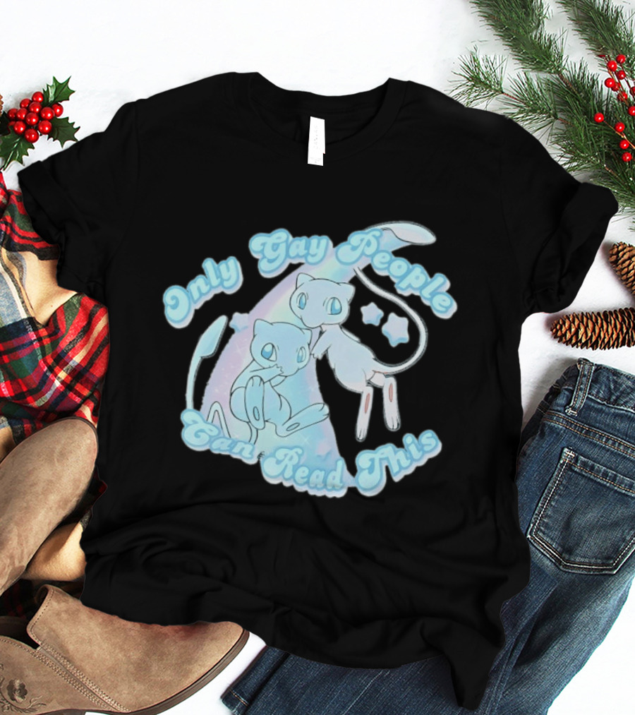 Pokemon Mew Only Gay People Can Read This Stars Retro Rainbow T-Shirt