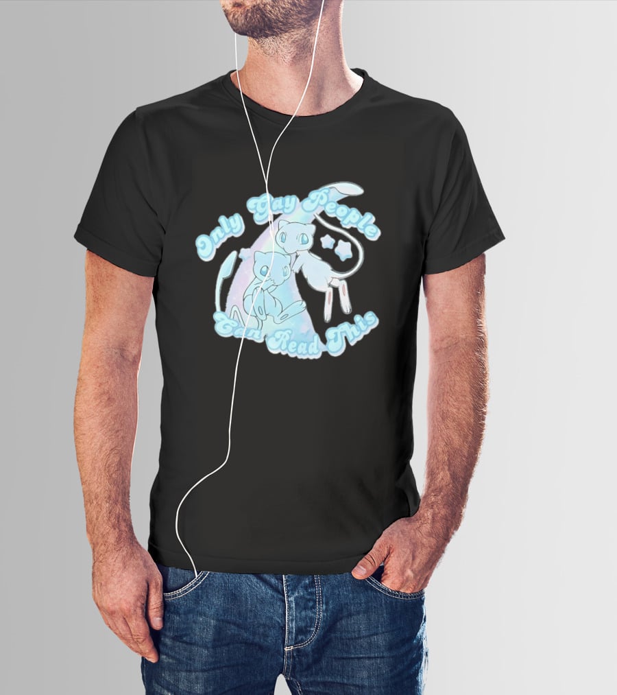 Pokemon Mew Only Gay People Can Read This Stars Retro Rainbow T-Shirt