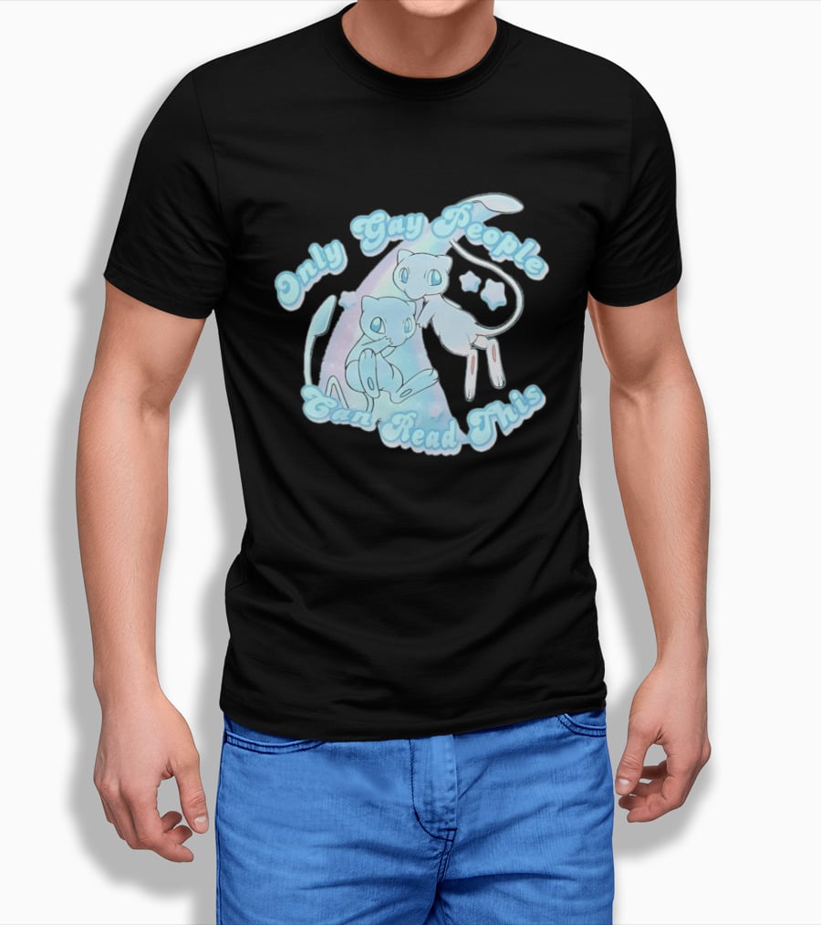 Pokemon Mew Only Gay People Can Read This Stars Retro Rainbow T-Shirt
