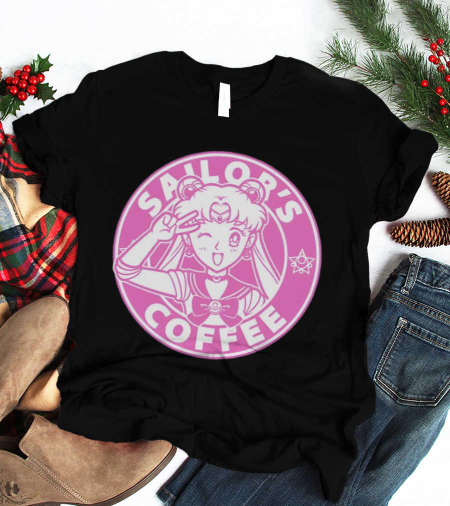 Sailor's Coffee Pink Winking Moon T-Shirt