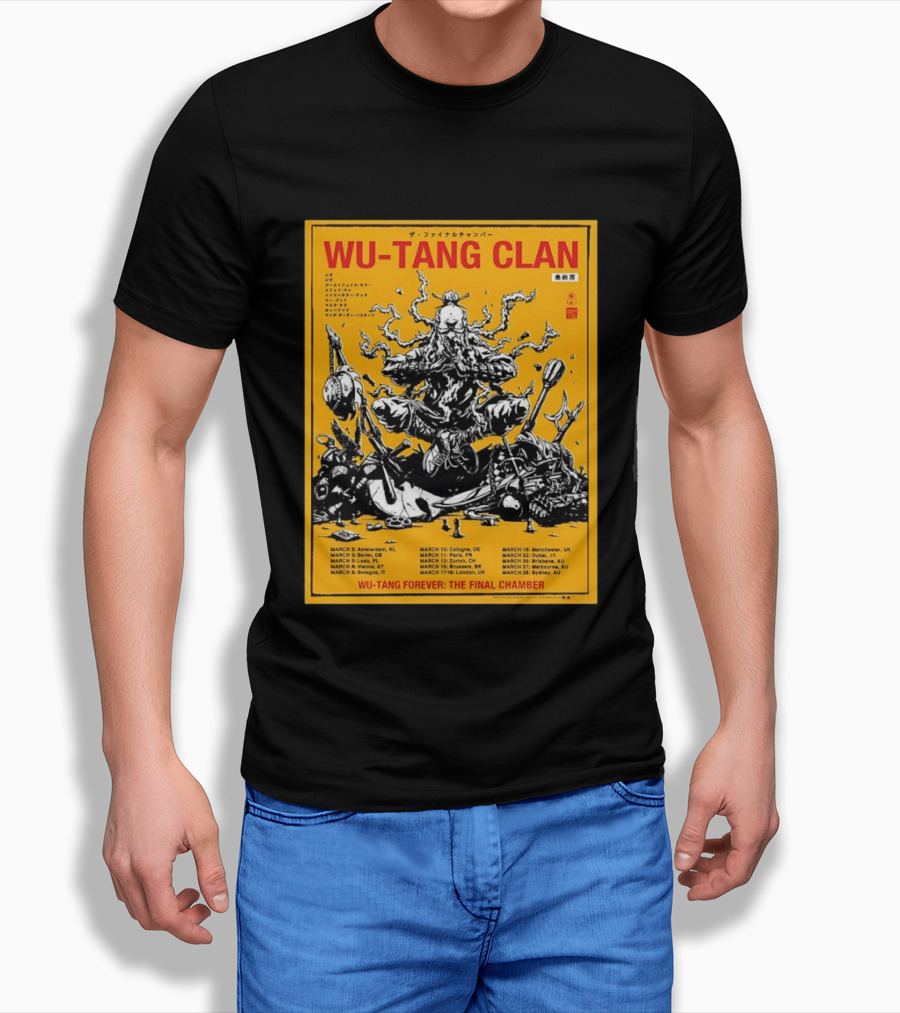 Wu Tang Clan 2026 Europe Tour Wu Tang Forever The Final Chamber Yellow T-Shirt