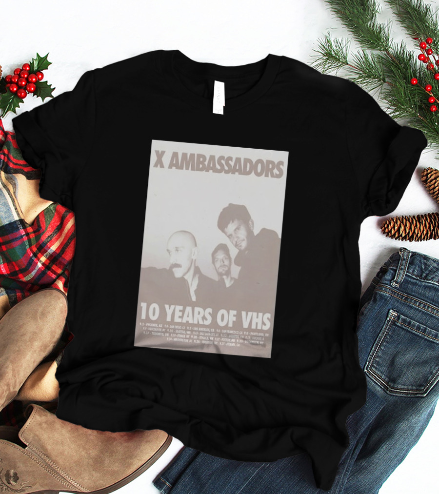 X Ambassadors 10 Years Of VHS Tour 2025 US Cities T-Shirt