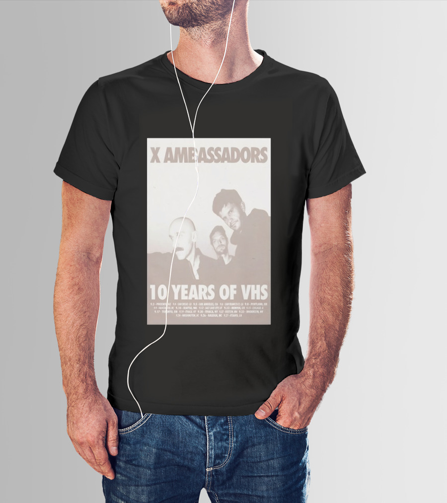 X Ambassadors 10 Years Of VHS Tour 2025 US Cities T-Shirt