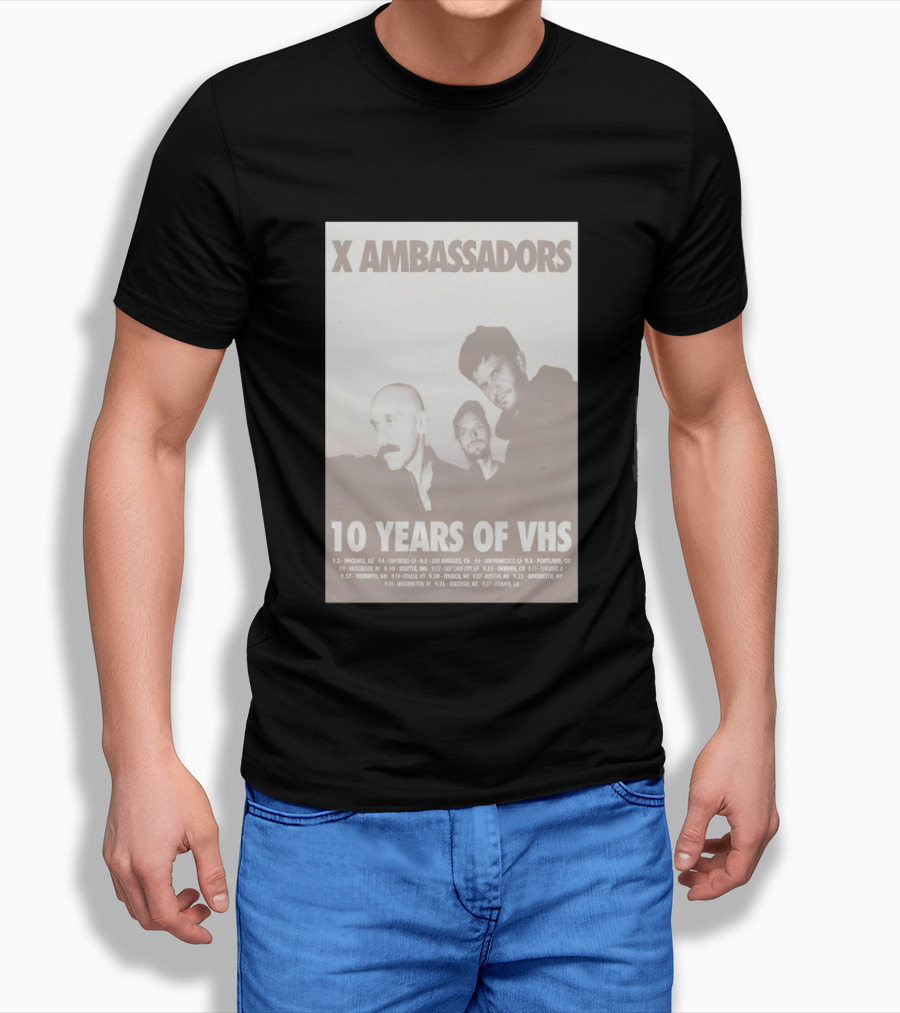 X Ambassadors 10 Years Of VHS Tour 2025 US Cities T-Shirt