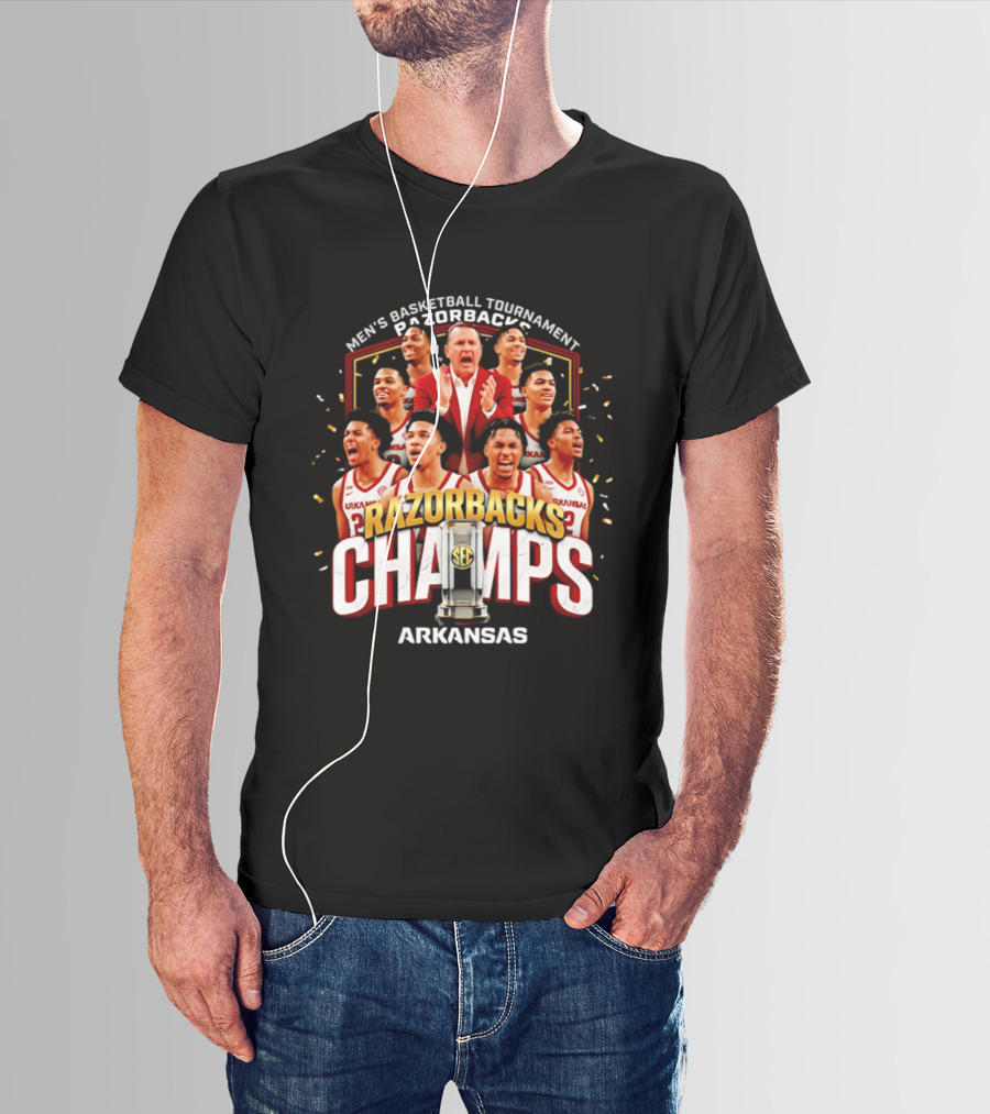 Arkansas Razorbacks Men's Basketball Tournament Champs Razorbacks Champs 2026 T-Shirt