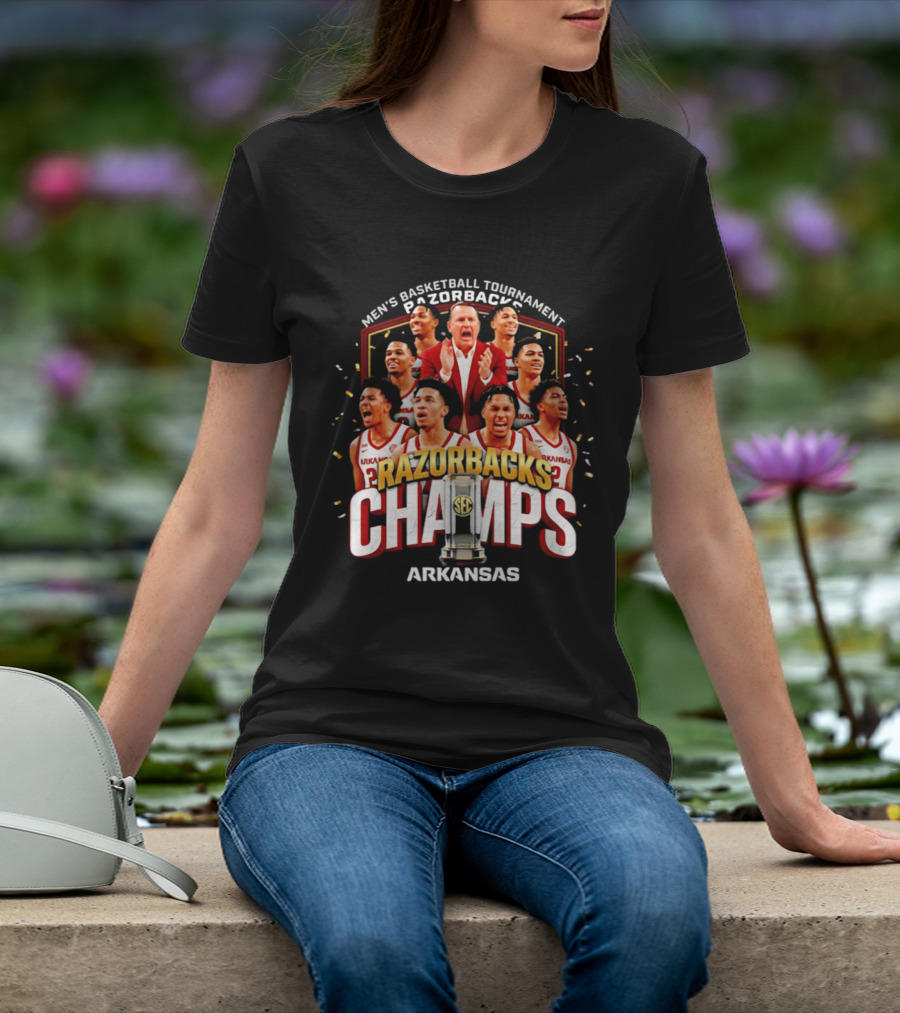 Arkansas Razorbacks Men's Basketball Tournament Champs Razorbacks Champs 2026 T-Shirt