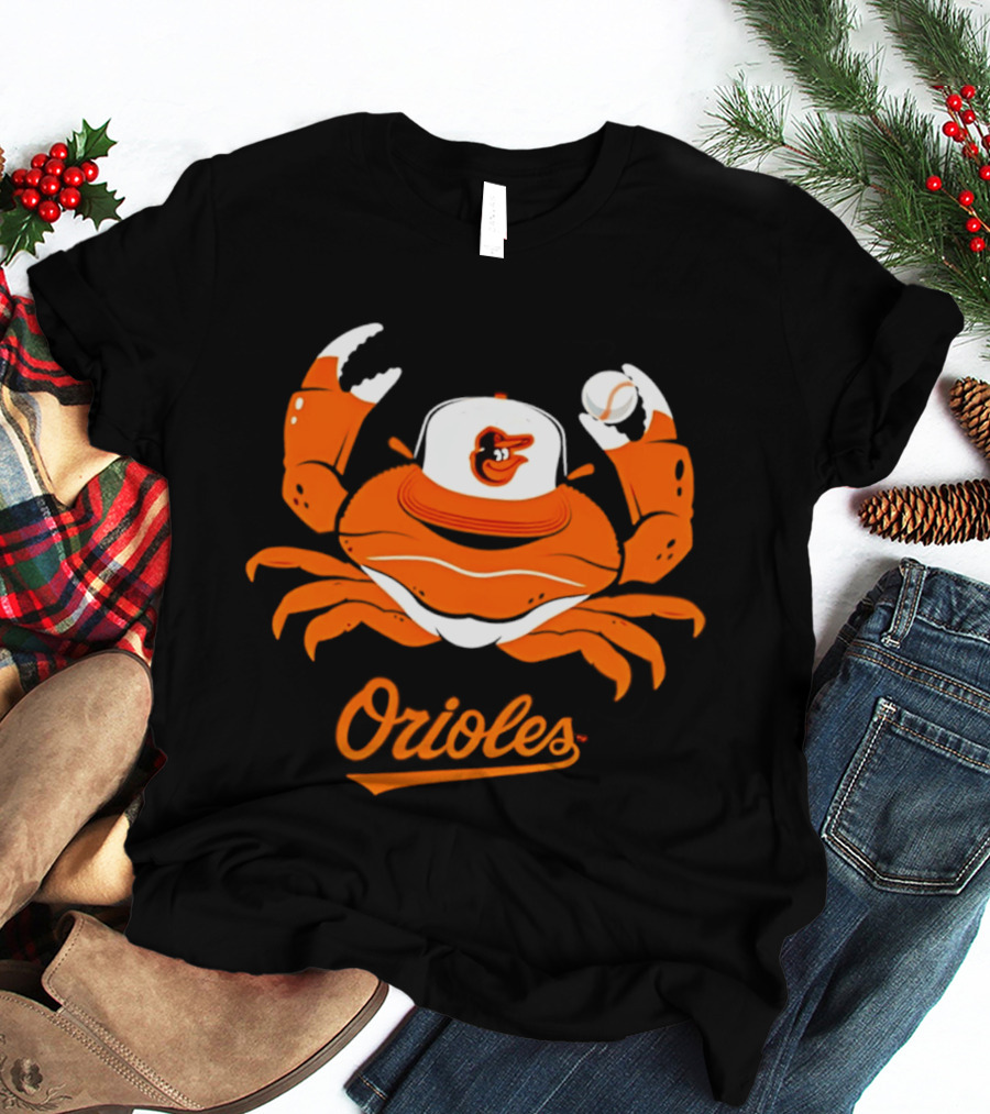 Baltimore Orioles Crab Mascot With Baseball Cap T-Shirt